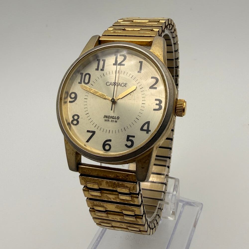 Elegant Vintage Carriage by Timex Women's Gold-Tone Watch Working New Battery